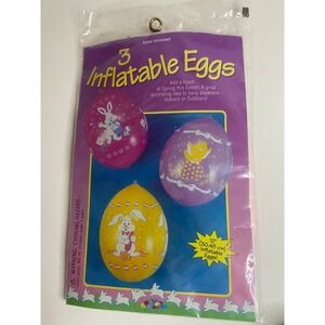 VTG Inflatable 12" Easter Eggs Unlimited #4039 Retro 90's Bunny Rabbit Decor